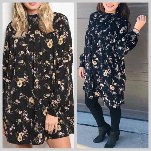 Dresses & Skirts - Sunflower Bohemian Mock Cuffed Tunic Dress Top